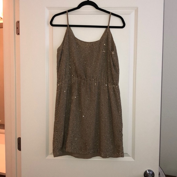 Aryn K. Natural taupe sequin spaghetti strap dress - Picture 2 of 3